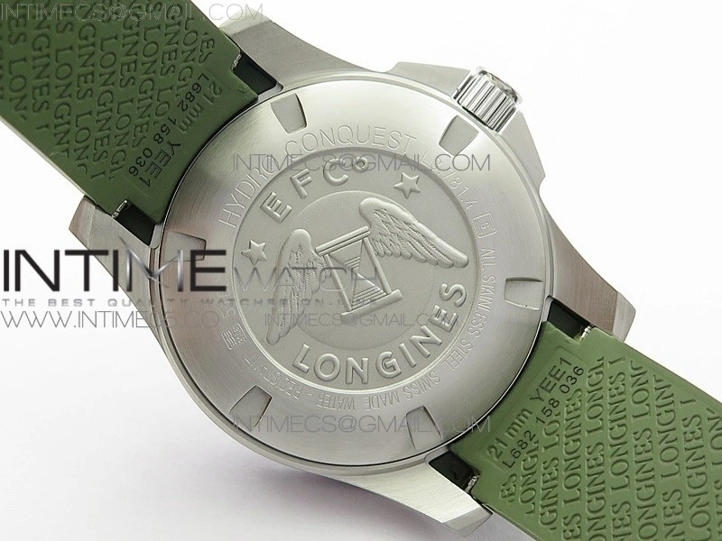 Conquest L3.840.4.56.6 Real Ceramic Bezel SS ZF 1:1 Best Edition Green dial On Green Rubber Strap A2824